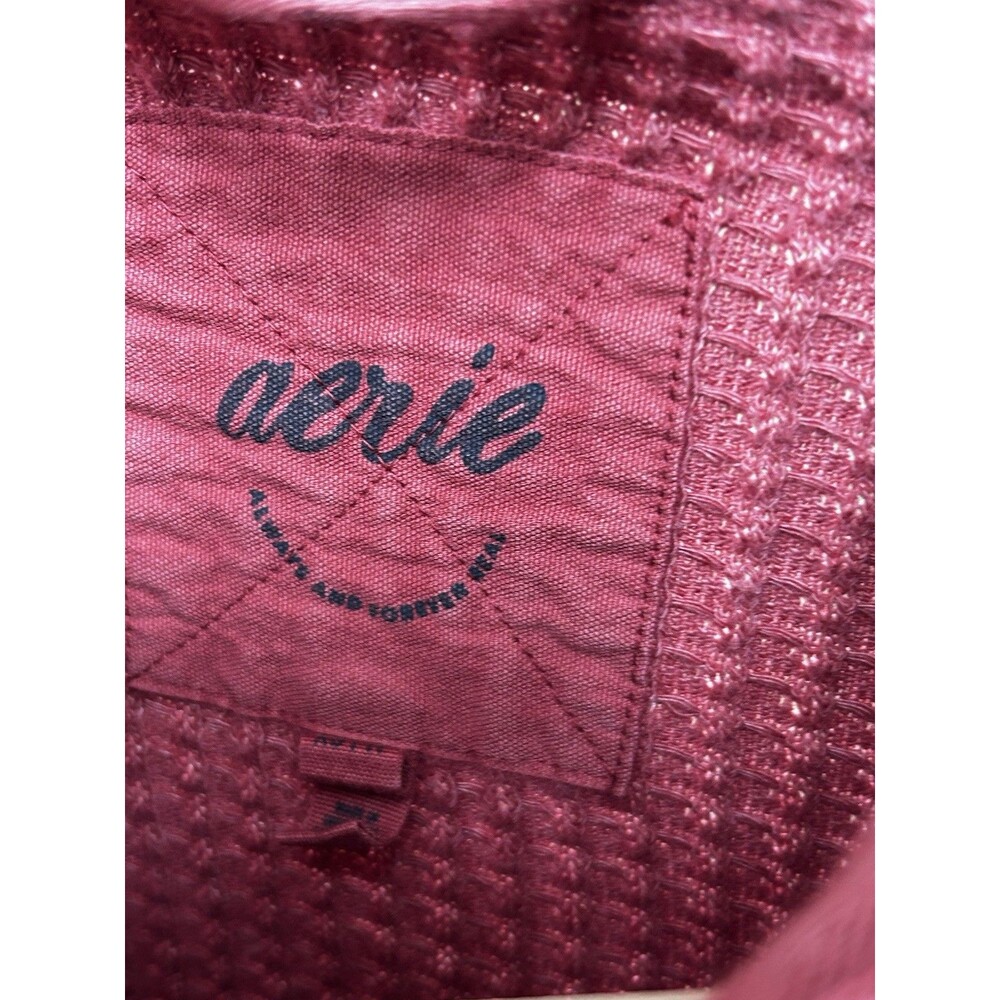 Aerie LumberJane Top Size XS Waffle Weave Button Front Slouchy Oversized Shacket - Picture 5 of 7